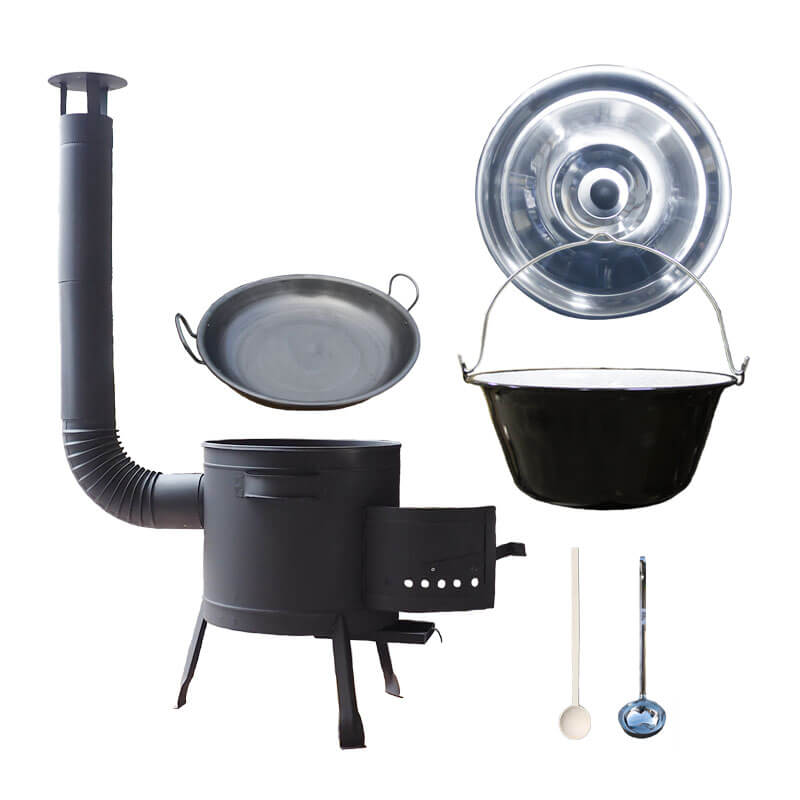 Smaltovaný kotlík 20 L (1,2 mm) + železná pánev 46 cm WOK + nízká žáruvzdorná kotlina 42 cm PLUS 600